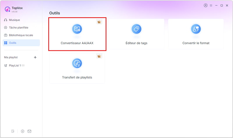 Ouvrir l’outil Convertisseur AAX/AA