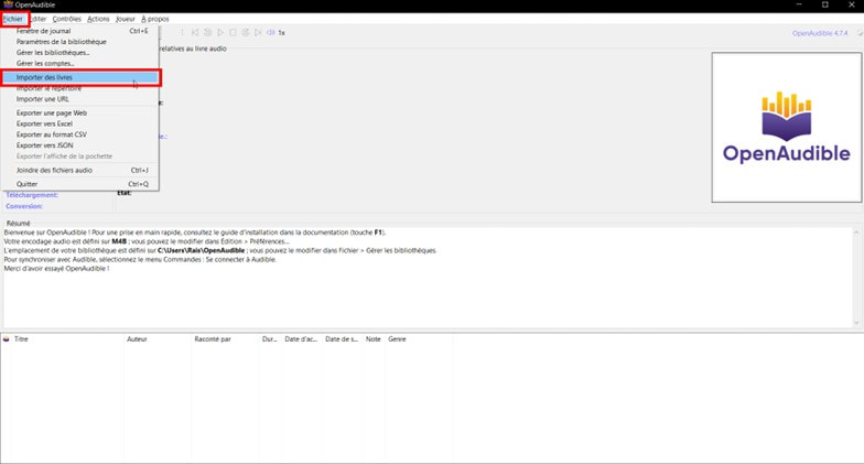 Importer vos fichiers AAX