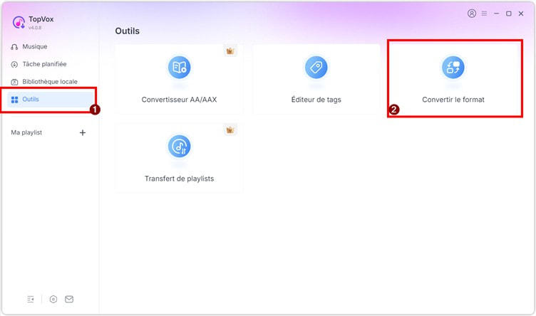 Ouvrir l’outil de conversion de format