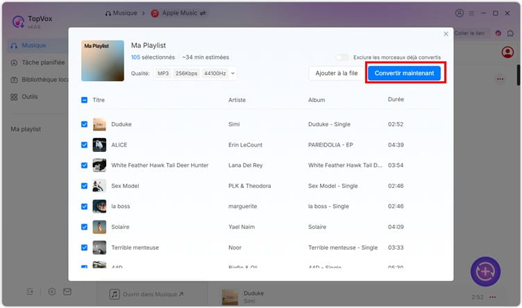 Convertir les musiques Apple Music