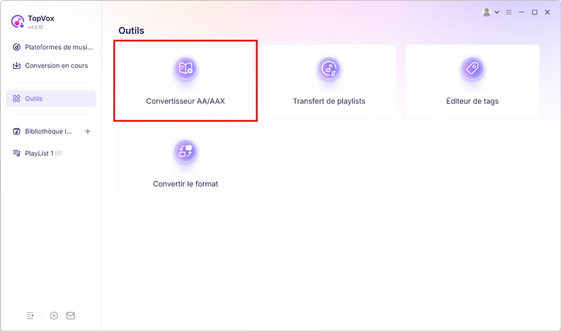 Ouvrez l'outil Convertisseur AA/AAX