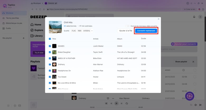 Convertir la musique Deezer en FLAC