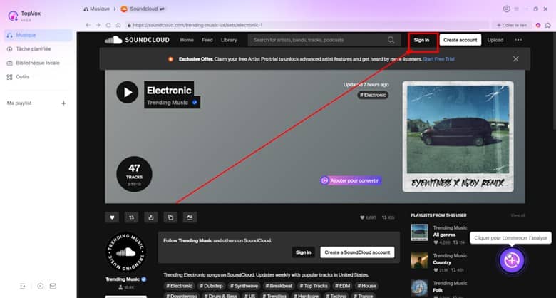Se connecter à SoundCloud