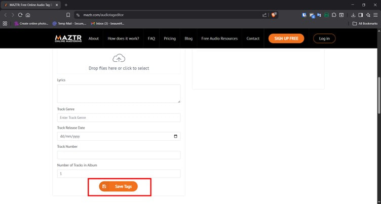 Cliquez sur Save Tags