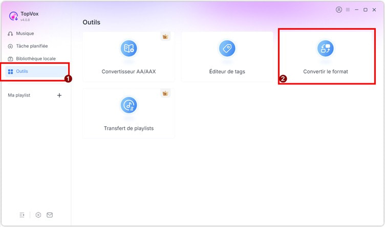 Accéder à l’outil de conversion de format