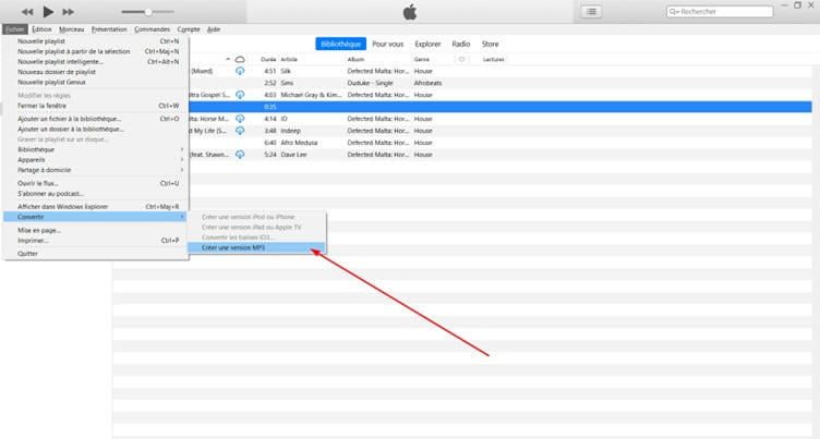 Convertir les titres M4P en MP3