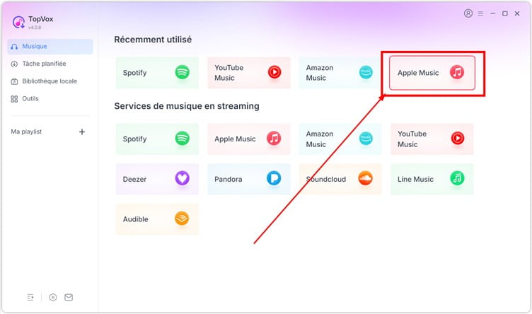 Sélectionner Apple Music