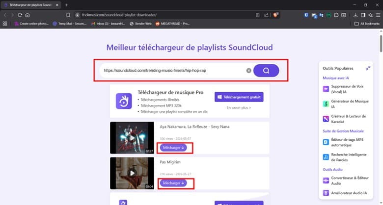 Téléchargeur de playlist SoundCloud OKmusi