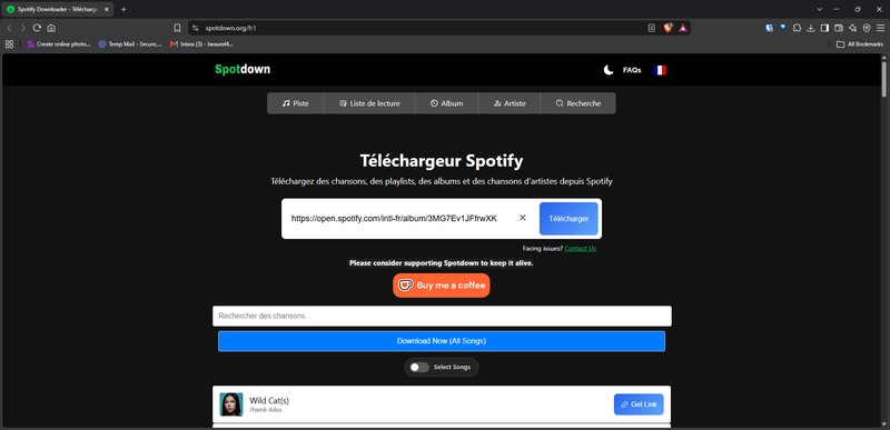 Coller une URL Spotify