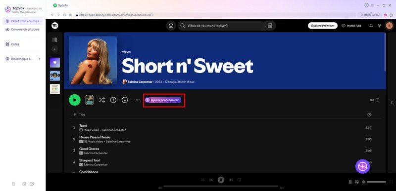Sélectionner une playlist Spotify