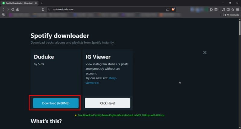 Cliquez sur Download SpotDownloader