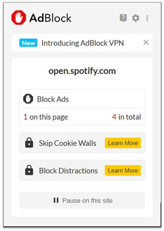 Cliquez sur l’icône AdBlock