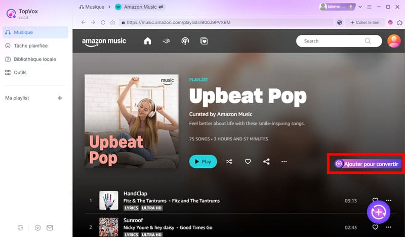 Choisir les chansons dans Amazon Music
