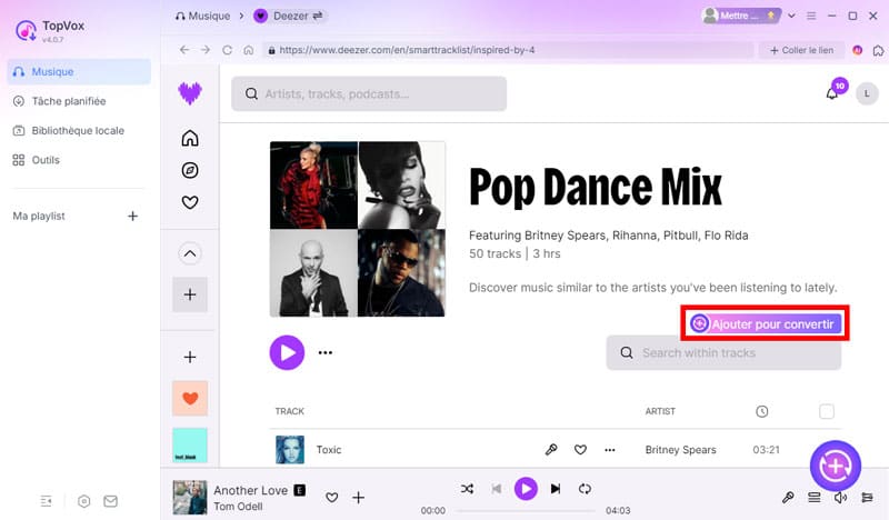 Choisir les chansons à télécharger