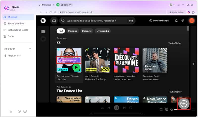 Ajouter les titres à télécharger sur TopVox All Music Converter