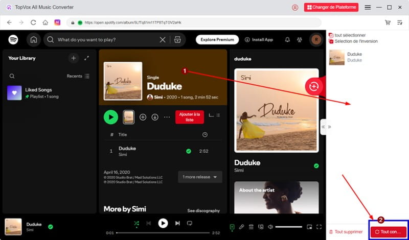 Ajouter les titres à télécharger sur TopVox All Music Converter
