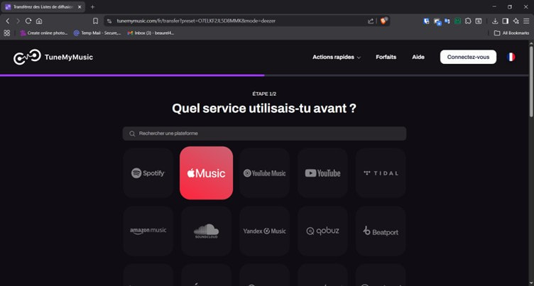 Sélectionner Apple Music comme source