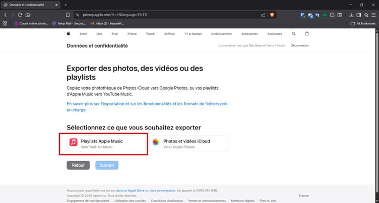 Sélectionner le YouTube music à transférer