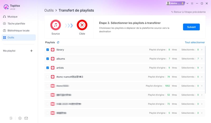 Sélectionner les playlists