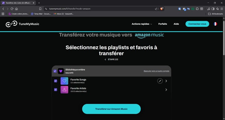 Transférer sur Amazon Music