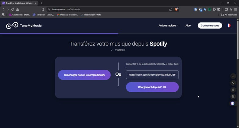 Sélectionner la playlist à transférer