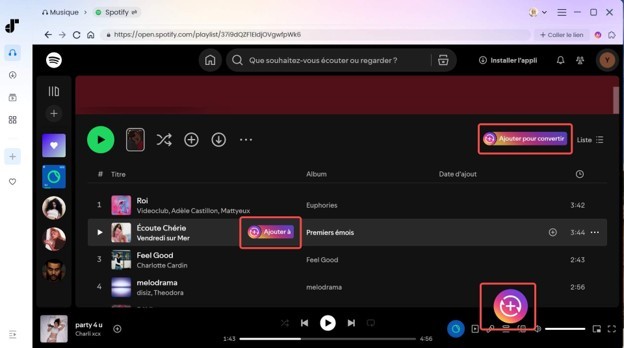 Ajouter les titres à la file de conversion