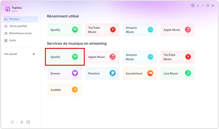 Sélectionner Spotify
