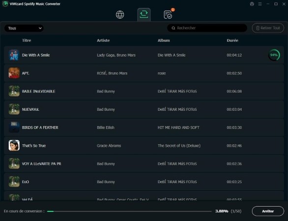 Conversion de musique Spotify