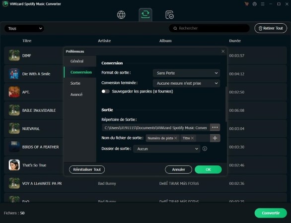 Paramètres audio de ViWizard