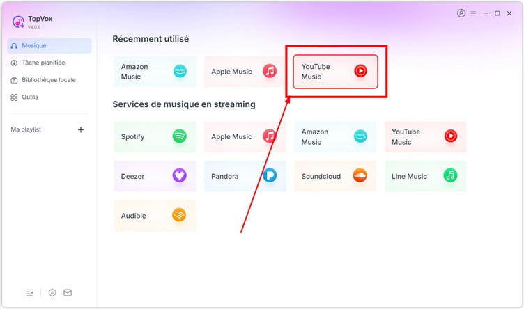 Sélectionner YouTube Music
