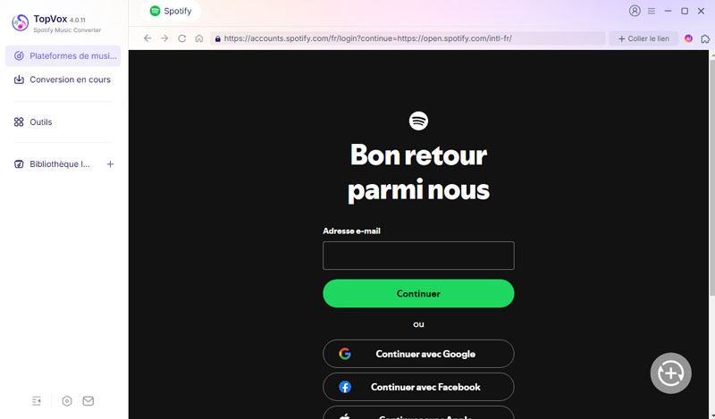 Se connecter Spotify