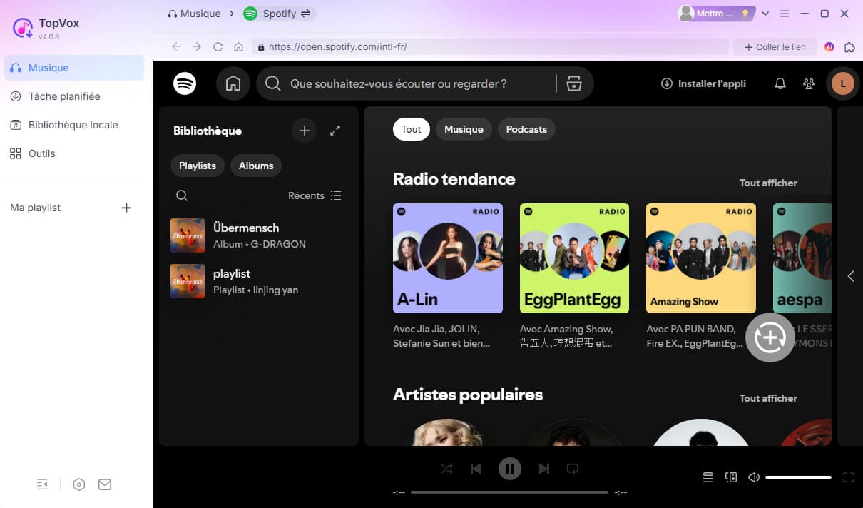 Sélectionner musique Spotify