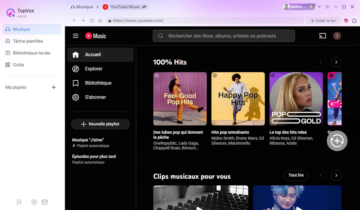 Sélectionner les titres YouTube Music